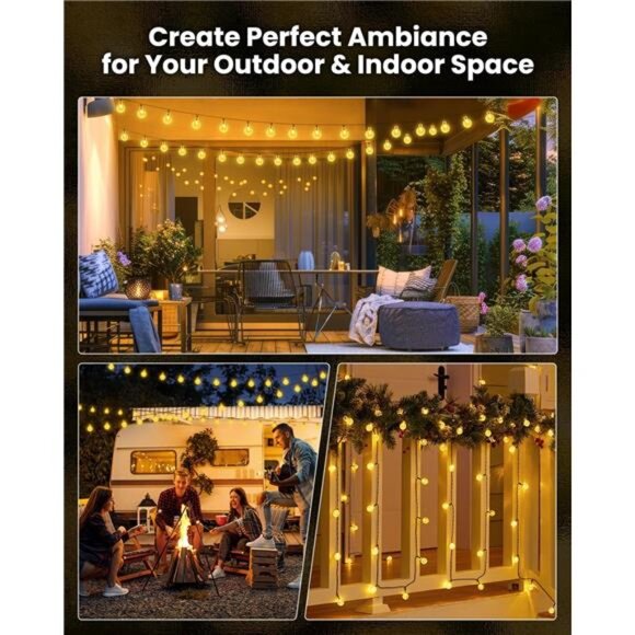 Solar String Lights Outdoor 60 LED 36FT with 8 Lighting Modes, Waterproof Solar - Picture 6 of 7